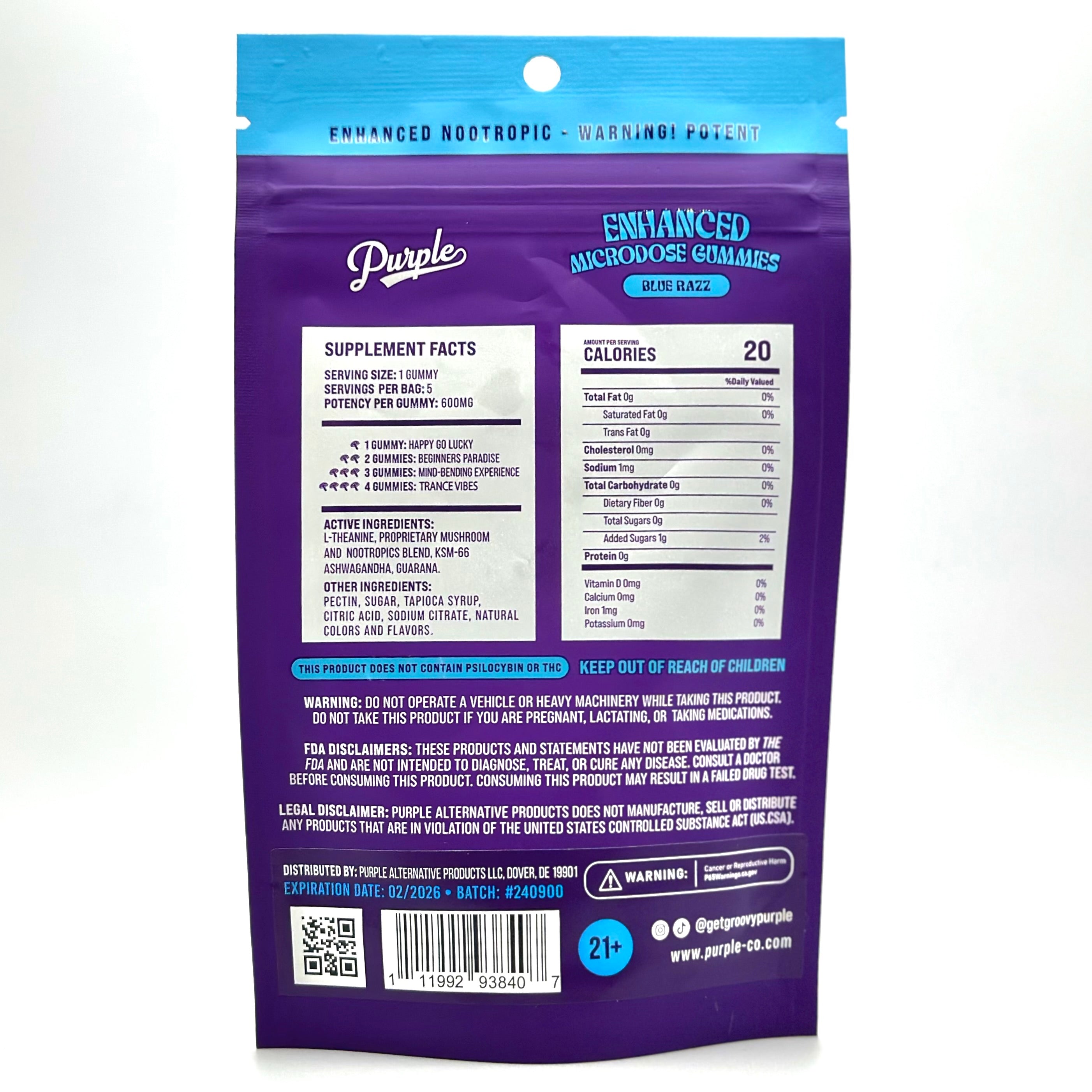 Purple Enhanced Microdose Magic Mushroom Gummies - Blue Razz