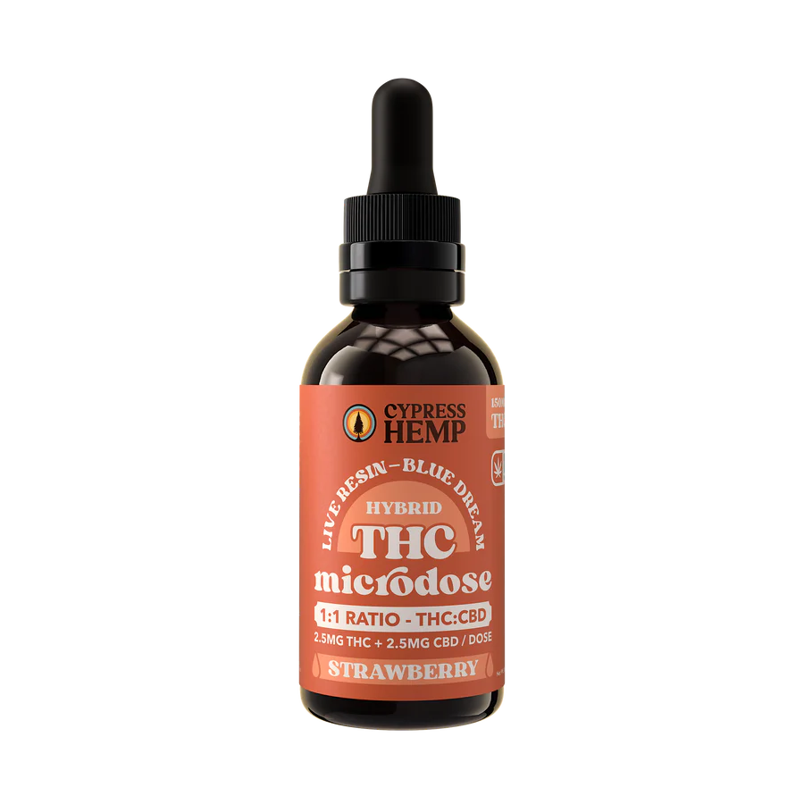 Live Resin Sugar Free THC+CBD Microdose Oil (Hybrid) - Strawberry