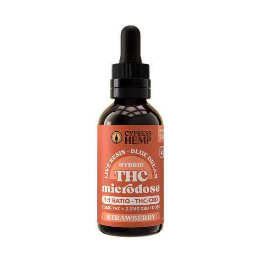 Live Resin Sugar Free THC+CBD Microdose Oil (Hybrid) - Strawberry