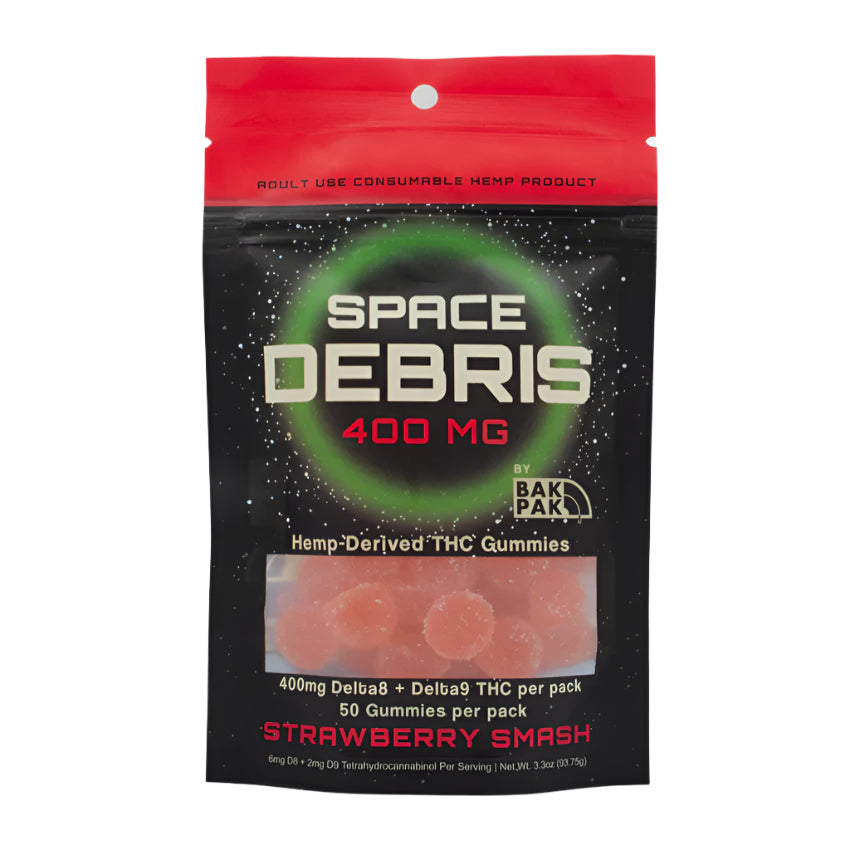Space Debris Gummies Delta 8+9 400mg - Strawberry Smash
