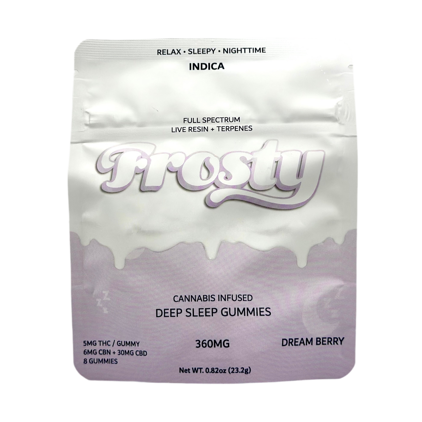 Frosty Deep Sleep Indica Gummies 360mg THC+CBN+CBD - Dream Berry