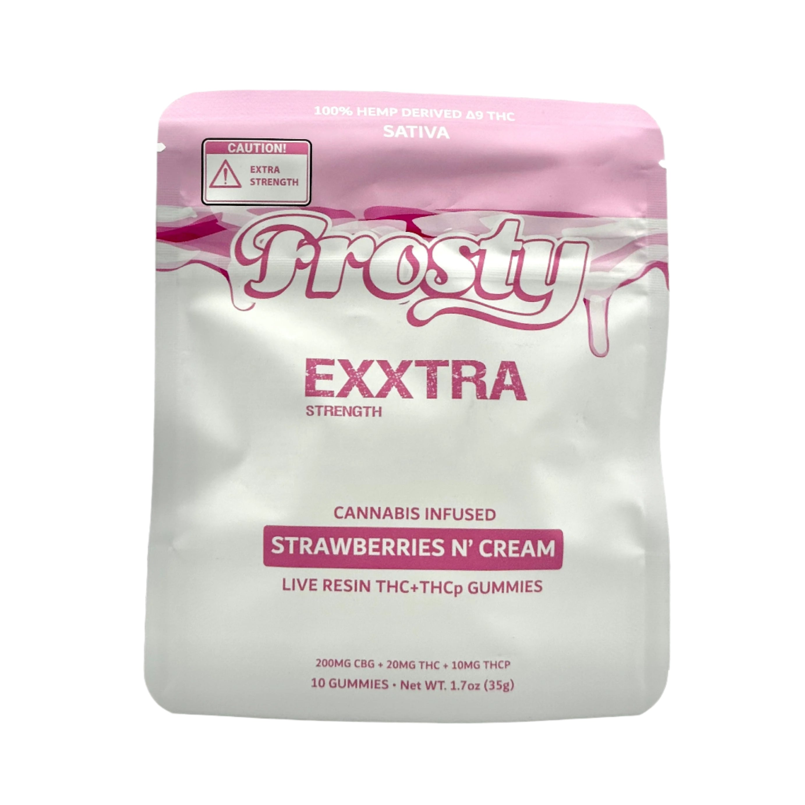 Frosty Exxtra Sativa THC+THCp+CBG Gummies - Strawberries N' Cream